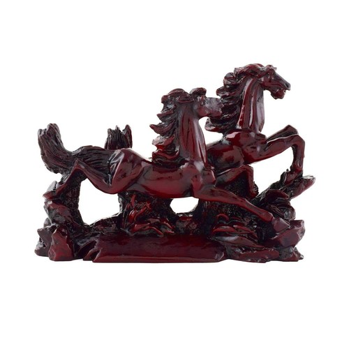Feng Shui Two Running Horses Showpiece For Home Decor ( H: 9 cm x W: 12 cm ) KU - Picture 1 of 3