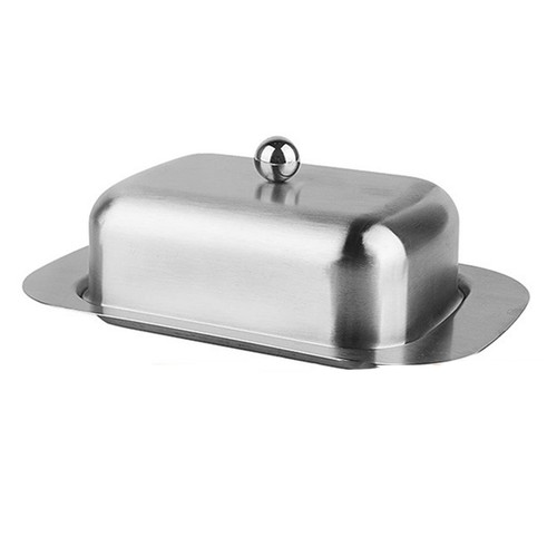 Brushed Stainless Steel Butter Dish with Lid and Chic Cheese Storage Tray - Picture 9 of 29