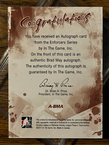 2011/2012 - In The Game - Enforcers - Autographed Cards - Picture 17 of 165