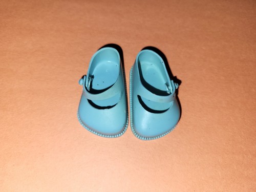 Top Vintage Aschenputtel blaue Puppenschuhe Paar Größe 0 Mary Janes seitlicher Knopf - Bild 2 von 6