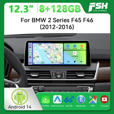12,3'' Autoradio 8+128GB Car GPS Stereo SWC CarPlay für BMW 2 Series F45 F46 NBT