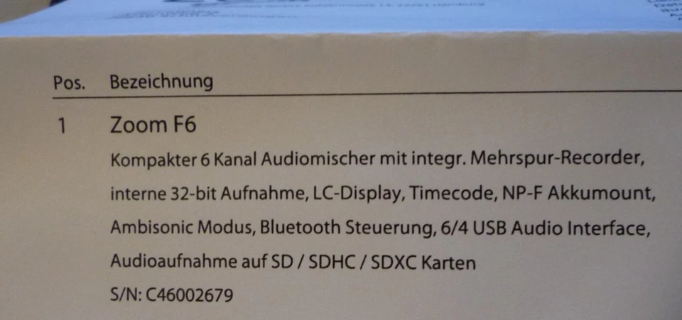 Zoom F6 Multi Track Field Recorder 32-Bit Float Recording mit Bluetooth Adapter - Bild 2 von 4