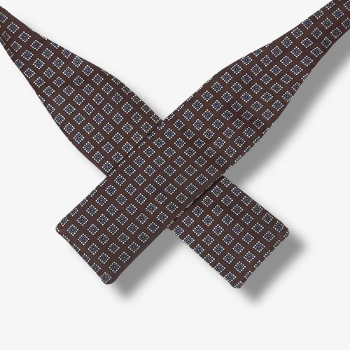 Brooks Brothers Fliege Vollseide braun blau weiß geometrisch Italien Herrenbekleidung 2 Zoll
