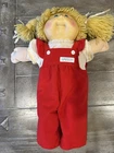 Vintage 1985 Cabbage Patch Kid Dolls yarn hair, red overalls,no shoes Taiwan tag