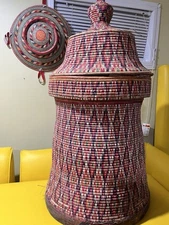 Authentic Handwoven Ethiopian Mesob – Large Size (Restaurant Display Piece)