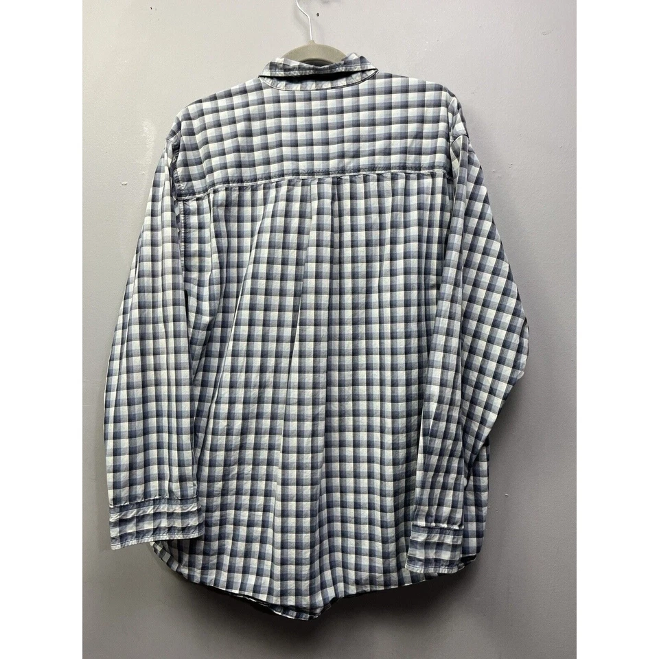 Carhartt Shirt Mens Large Button Up Pocket Blue Gray Plaid Work Wear - Image 2 of 4