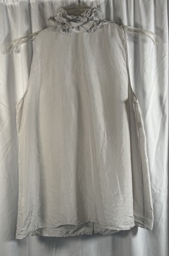 J. Rundhalsausschnitt Seide Rüschen ärmellose Bluse, grau, Gr: 10, 84-35 - Bild 6 von 16