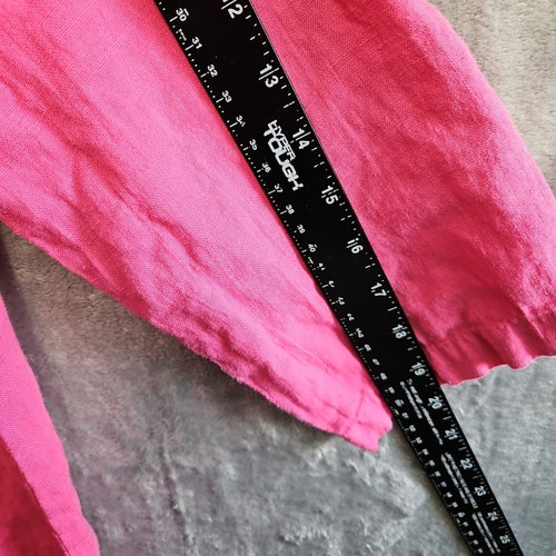 Hot Cotton Damen Gr. Lg Rosa Tunika Leinen V-Ausschnitt 3/4 Arm - Bild 6 von 10