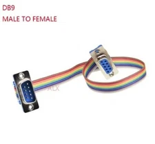 20CM DB9 MALE to FEMALE CABLE D-Sub serial port connector adapter rs232 rainbow