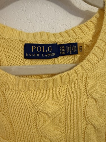 Ralph Lauren Cableknit Sweater Men’s Size XXL Yellow - Picture 6 of 7
