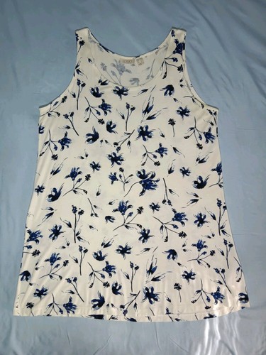 LOGO Lori Goldstein Tank Top Damen M Rundhals Tunika weich lässig geblümt - Bild 6 von 14