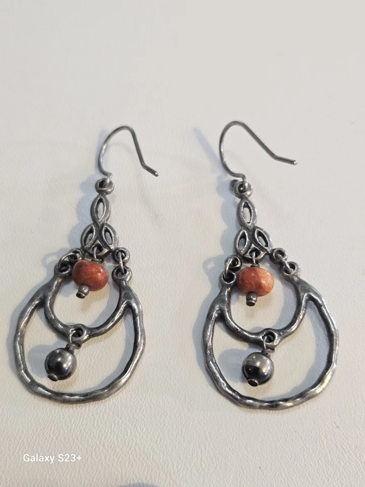 Pendientes y pulsera Silpada W1560-B1695 coral plata esterlina esponja roja naranja Foto 2 de 4