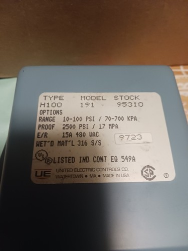 New UNITED ELECTRIC CONTROLS H100-191 / H100191 - Picture 2 of 3