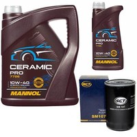 MotoröL Set Mannol 10W-40 Ceramic Pro 6 Liter + ÖLfilter FüR Opel Senator Monza