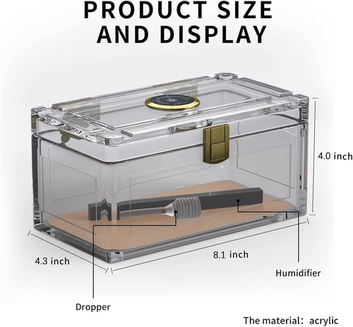 Acrylic Cigar Humidor with Humidifier and Hygrometer, Desktop Cigar Case - Picture 5 of 12