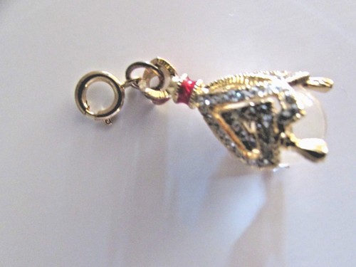 Romanov Pendant w Red Enamel & Inlaid Pave Crystals Ornate Design NIB - Picture 5 of 10