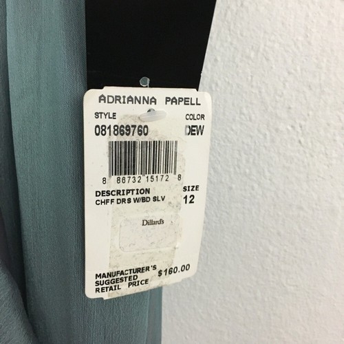NEW Adrianna Papell Ruched Waist Draped Chiffon Dress Size 12 - Picture 5 of 6