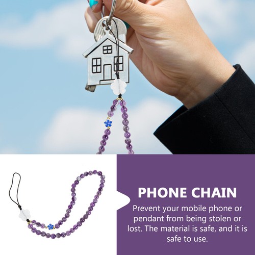 Amethyst Pendant Ladies Phone Lanyard Chain Charms Strap Aesthetic - Zdjęcie 10 z 12