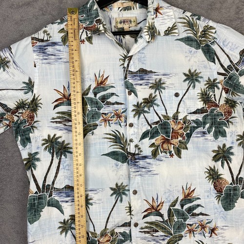 Campia Moda Hawaiian Shirt Men Large White Green Tropical Short Sleeve Button-Up - Picture 14 of 15