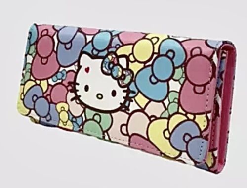 Sanrio HELLO KITTY ARCOS ROSA BILLETERA EMBRAGUE Cremallera BOLSO Estuche Portatarjetas NUEVO - Imagen 2 de 5