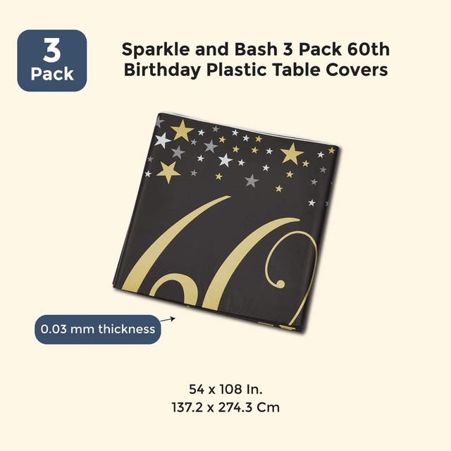 Sparkle And Bash 3 Pack 60th Birthday Plastic Table Covers 54 X 108 Inches For Sale Online Ebay