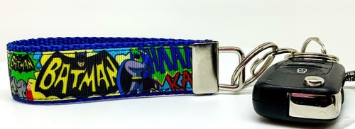 Batman Key Fob Wristlet Keychain 1"wide Zipper pull Camera strap handmade - Picture 4 of 12