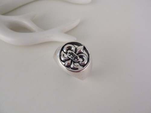 Anillo de hombre anillo de plata lirio francés flor de lis escudo de armas plata 925 talla 61 - Imagen 9 de 11