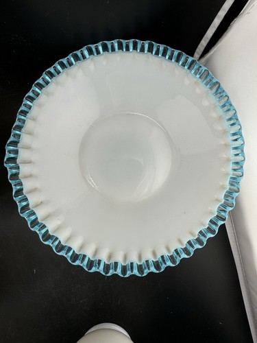 Vtg Fenton Art Glass Set Of 7 Aqua Crest HTF Various Sizes Bowls - Picture 10 of 18