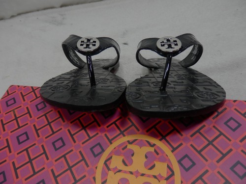Tory Burch Thora Black Patent Leather Flip Flops Thong Sandals Sz 6 M - Picture 7 of 9