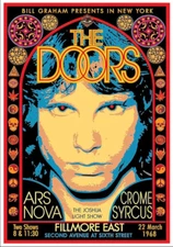 Poster vintage 1968 - The Doors in New York, NY on Mar 22, 1968 Tour Poster