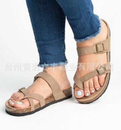 Women Gladiator Sandals Clip Toe Summer Beach Buckle T-Strap Flat Shoes US Size - Bild 14 von 16