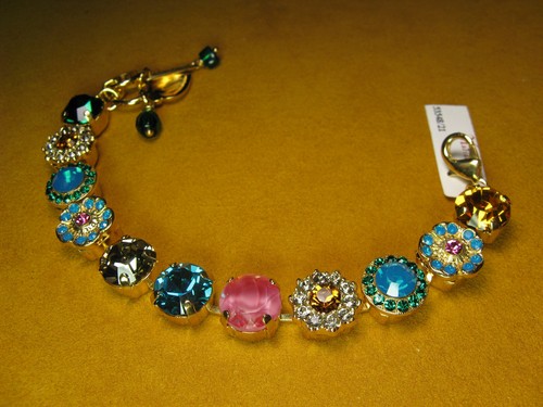 MARIANA BRACELET SWAROVSKI MULTICOLOR MOSAIC Yellow Gold PL Gift Designer - Picture 2 of 3