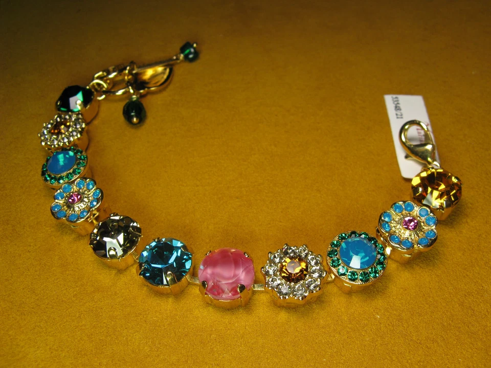 БРАСЛЕТ MARIANA SWAROVSKI МНОГОЦВЕТНАЯ МОЗАИКА желтое золото PL подарок на Рождество - Изображение 2 из 3