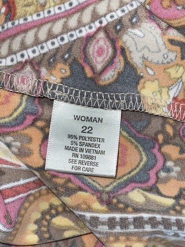 Dressbarn Women's Dress Size 22 Multi Color Pullover Elastic Waist Bohemian - Picture 7 of 8