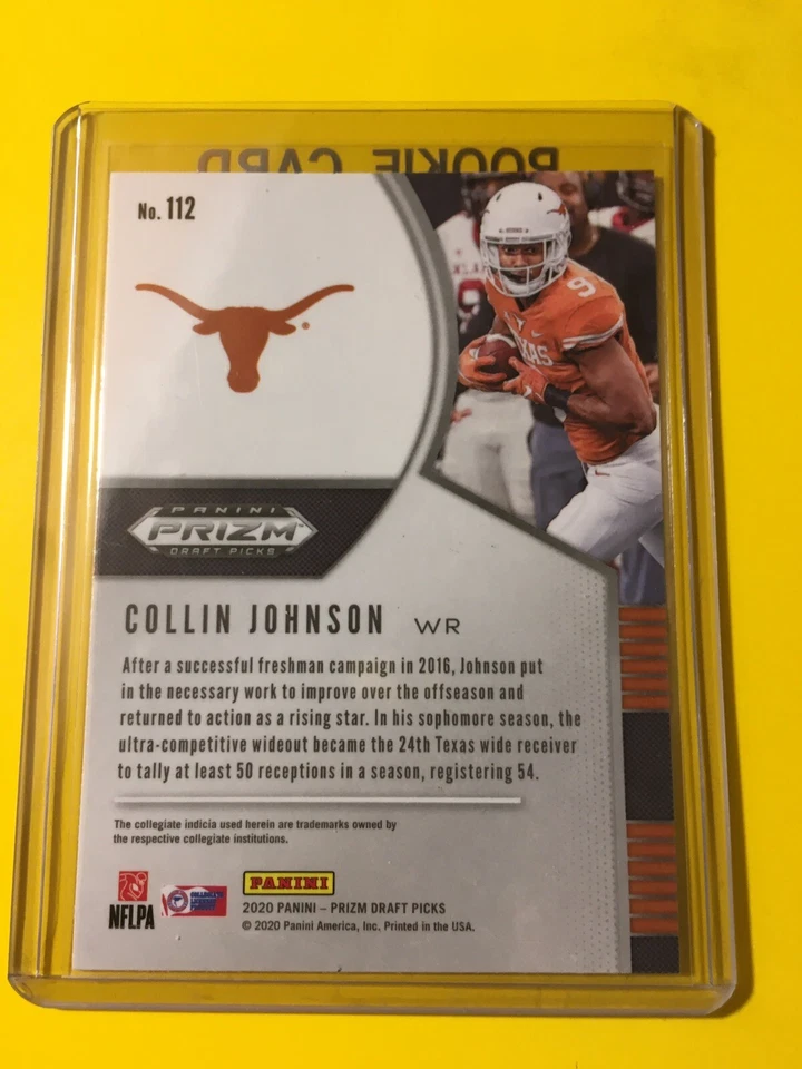 🔥🔥2020 PRIZM DRAFT PICKS COLLIN JOHNSON ROOKIE Base #112 Texas Longhorns - Image 2 of 2