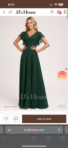 JJS HOUSE A-line V-Neck Floor-Length Chiffon Bridesmaid Dress With Ruffle - Picture 3 of 3
