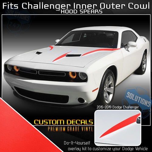 For 2015-2018 Dodge Challenger Combo Cowl Hood Spears Stripes Graphic Flat Matte - Bild 11 von 18
