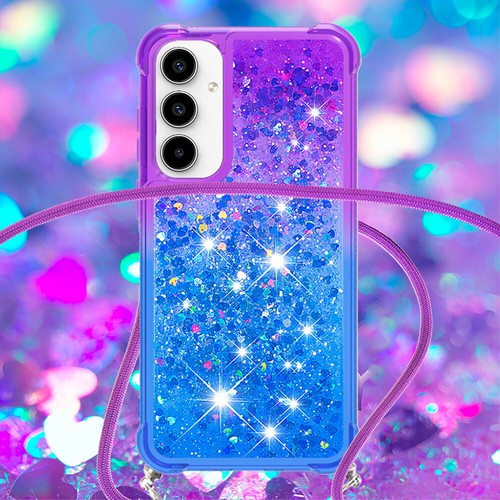 Purple To Blue Quicksand Case For Various Phone Hot Crossbody Glitter Shockproof - Picture 7 of 11