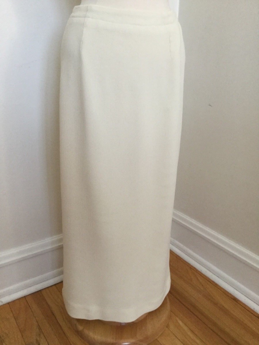 Off White Straight Skirt Corduroy Like Cream Rear 16 Slit Jones New York Size 8