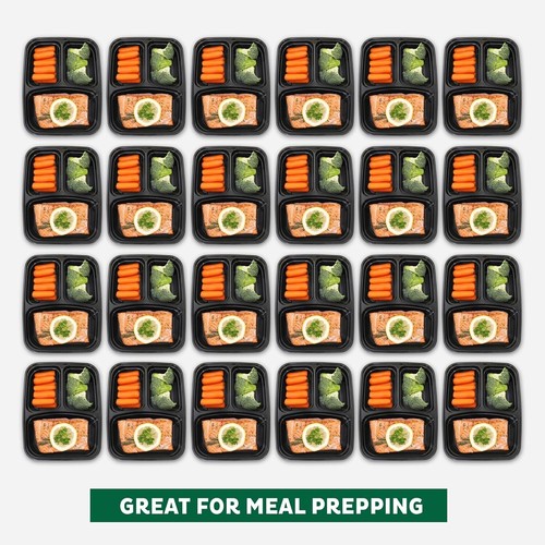 Airtight 150-Pack Meal Prep Containers - Stackable Bento Boxes, 3 Compartments - Picture 5 of 9