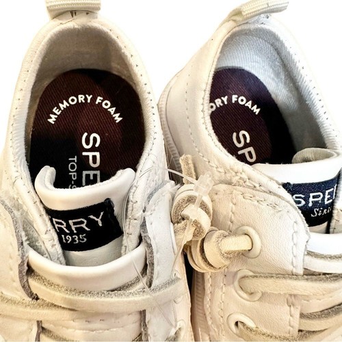 Sperry Crest Vibe Jr Leder Sneaker Mädchen Größe 5M All White Schuhe - Bild 4 von 4