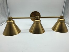 25.5 in. 3-Light Gold Bathroom Vanity Light Fixture with Opal Glass Shades