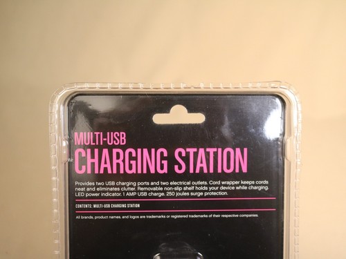 2 Outlet Extender Socket Surge Protector Wth Wall Shelf Station 2 USB Charge NIB - Picture 6 of 8