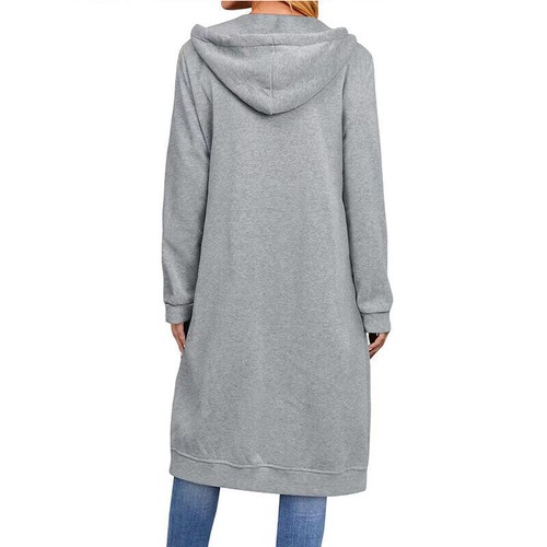 Women Ladies Long Hooded Hoodie Zip Up Pocket Jumper Fleece Coat Sweatshirt Tops - Picture 10 of 16