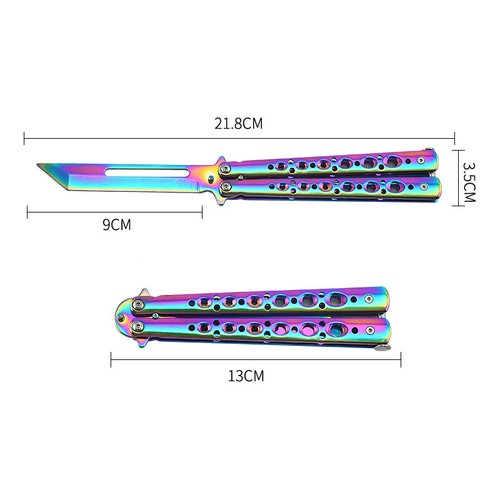 Rainbow Butterfly Knife Comb Metal Folding Practice Trainer Training Tool AU - Picture 2 of 25