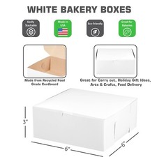  150 Pack  White Bakery Pastry Boxes - 6 x 6 x 3 In.