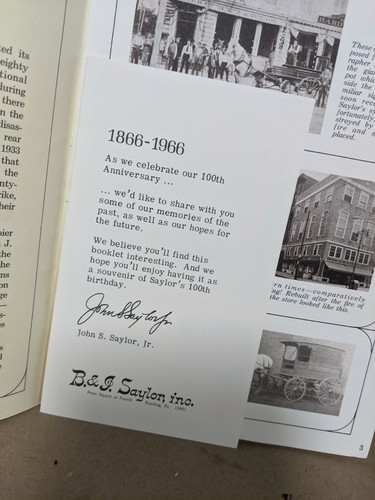 B. & J. SAYLOR Food Store Folleto de Celebración de 100 Años Lectura Pennsylvania - Imagen 4 de 8