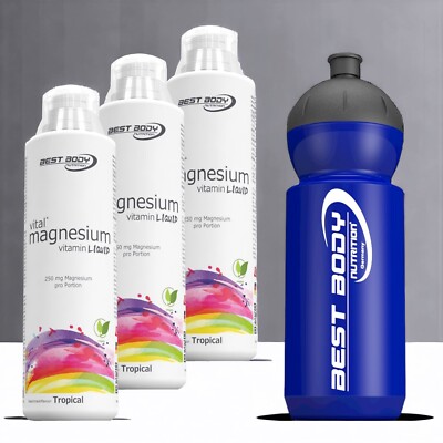 Best Body Nutrition Magnesium Liquid 3 x 500ml vegan + Sportbottle 23,13 /Ltr. 