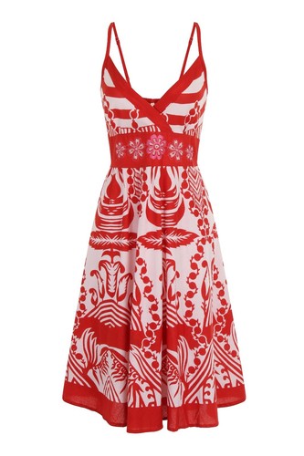 Womens Summer Dress 100% Cotton Ladies Beach Sun Dress Floral Print Mid Length  - Picture 13 of 40