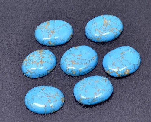 Natural Sky Blue Copper Turquoise Oval Cabochon Loose Gemstone-7 Pcs Lot